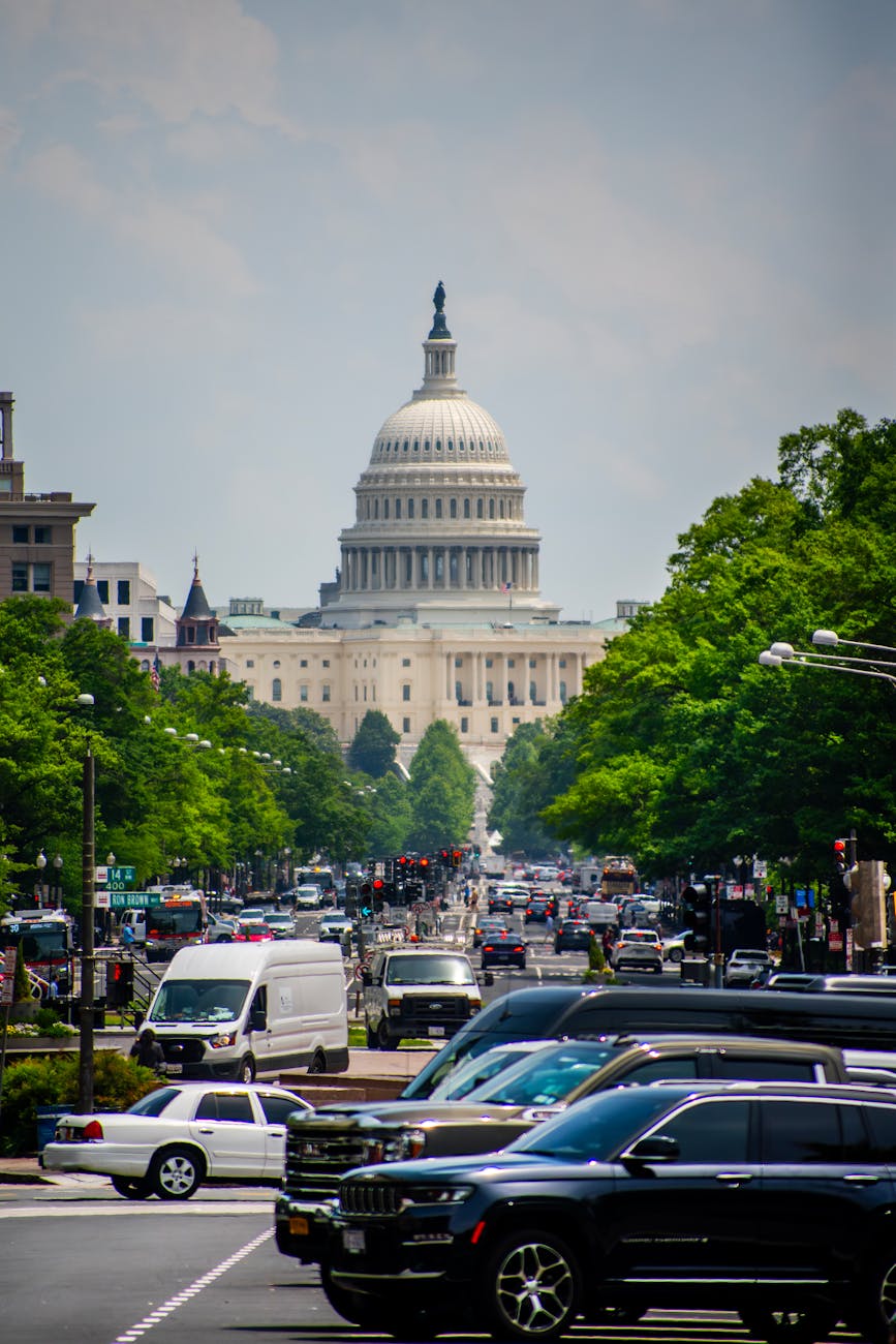 bustling washington dc with us capitol view