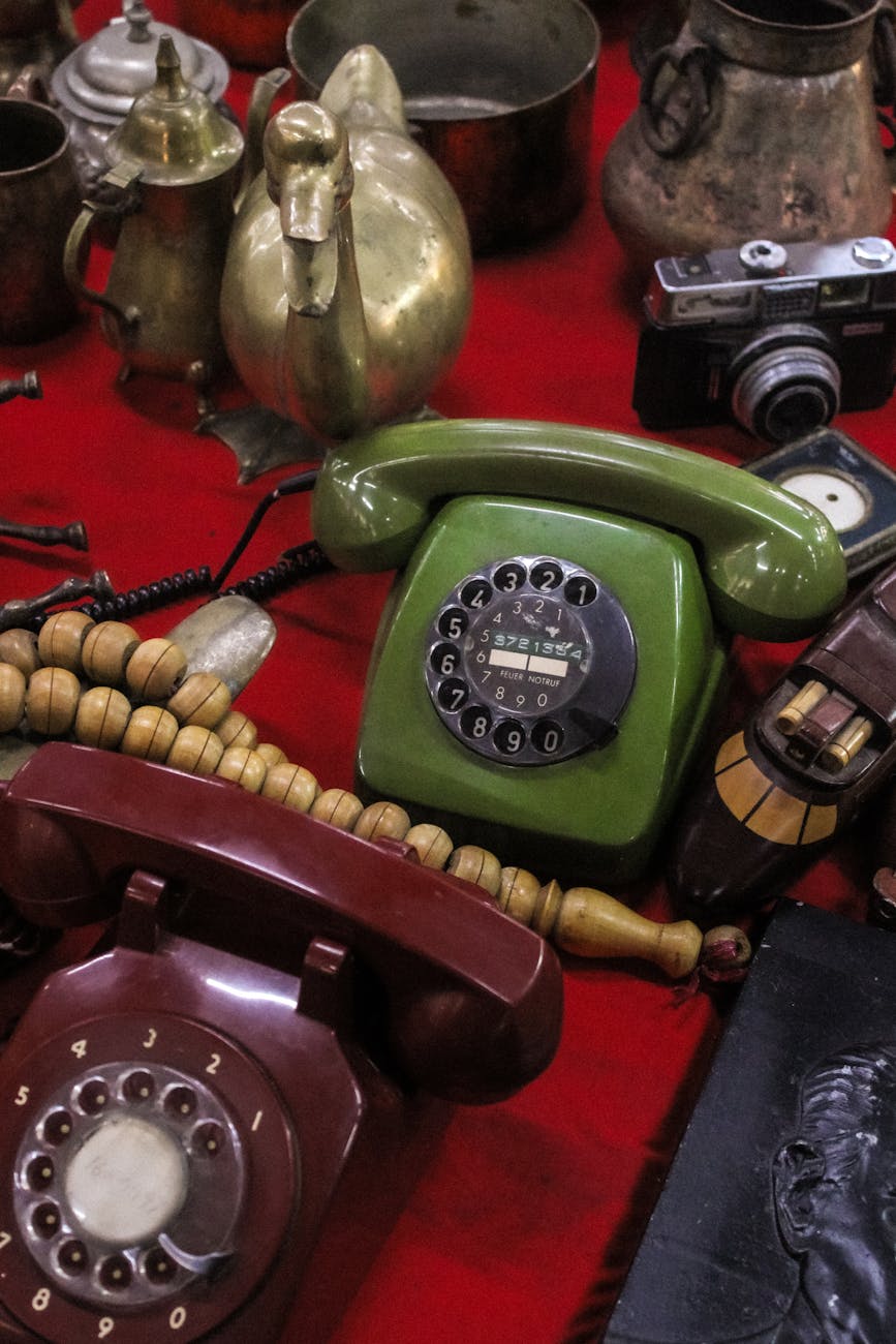vintage collectibles on display at flea market