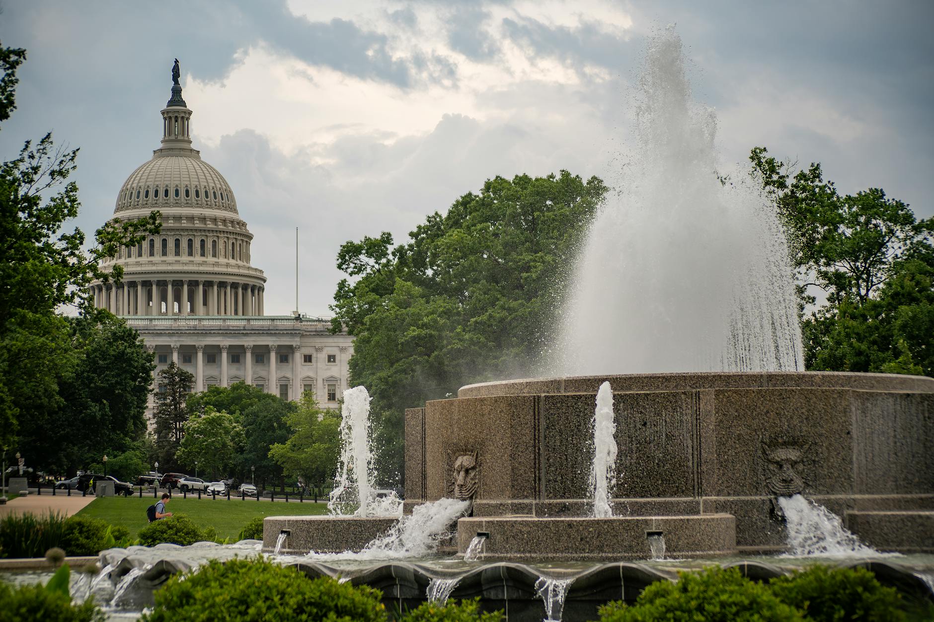 us capitol and fountain scenic view in washington dc