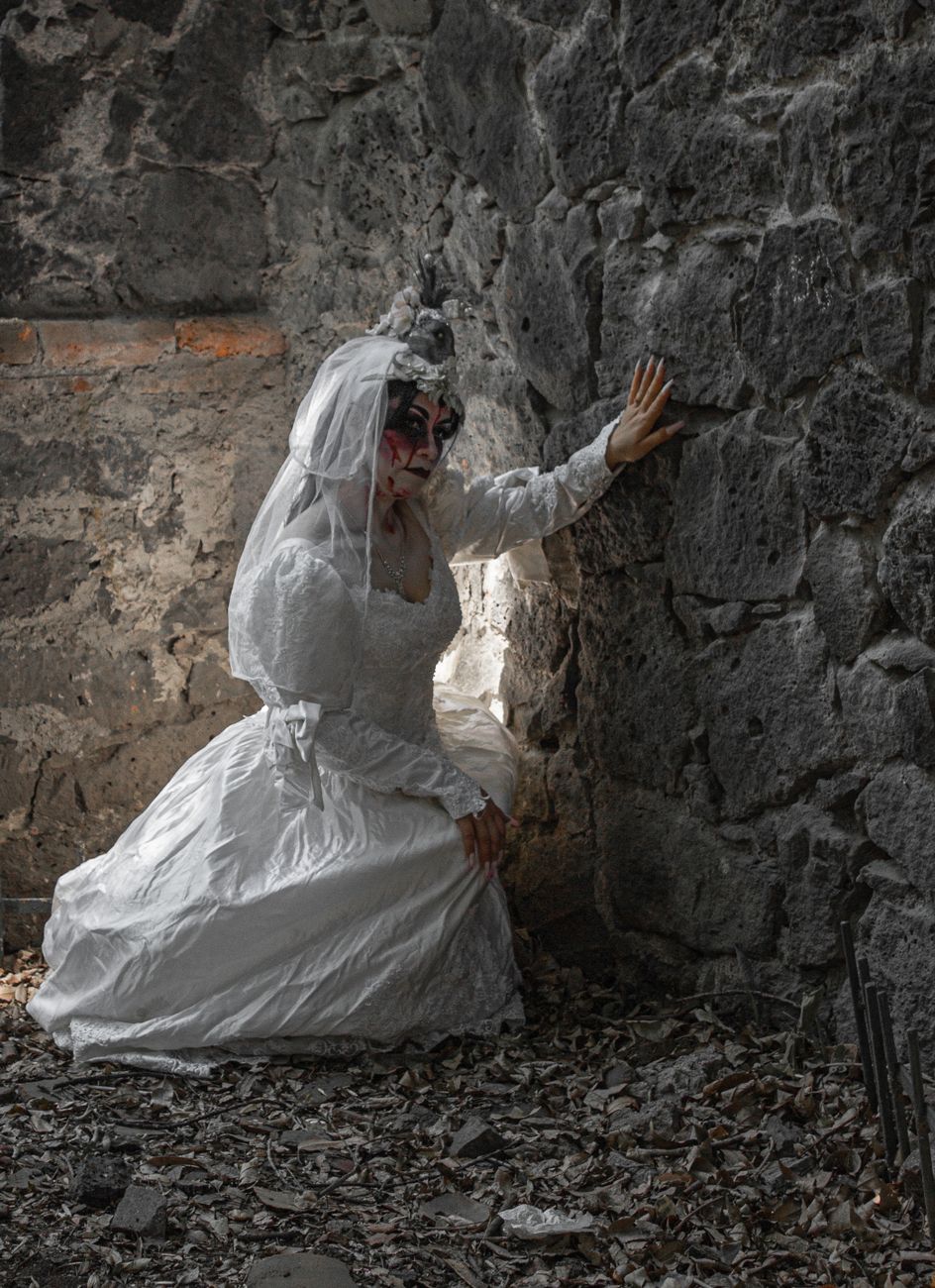 creepy bride in wedding dress
